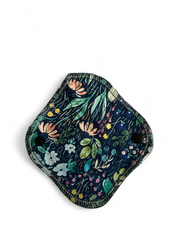 6 inch, Reusable Cloth Pad (Liner) Light Absorbency - snap closure, cloth pads, blue floral