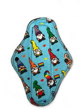 Load image into Gallery viewer, Rainbow Gnome Pride 10 inch heavy absorbency reusable pads, sanitary napkins, reusable pads, organic cotton topper,
