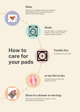 Load image into Gallery viewer, 12 inch, 10 inch, 8 inch heavy absorbency reusable organic cotton pads, sanitary napkins, feminist reusable pads, your laws, uterus
