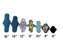 Load image into Gallery viewer, 6 inch, Reusable Cloth Pad (Liner) Light Absorbency - snap closure, cloth pads, blue floral
