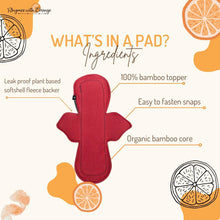 Load image into Gallery viewer, Heavy Sanitary Pad, Bamboo Moderate Flow Pad, Reusable Period Pad with Wraparound Wings, Soft Menstruation Pad, Plus Size Leak-Proof Pad
